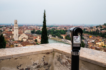 old town panorama with binocular