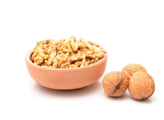  Raw walnuts on white background
