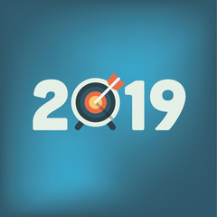 2019 Goals Vector graphic with the year 2019 and artistically styled images