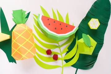 exotic fruits made of paper. fruit concept