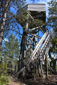  One of the measuring towers for the so-called Struve Chain. Oravivuori Triangulation Tower, a wooden tower, is one of the six points of the chain located in Finland.