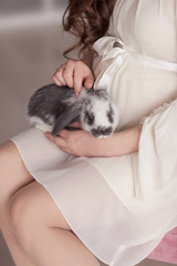 woman with rabbit