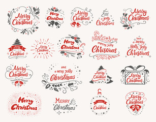 Christmas lettering designs set