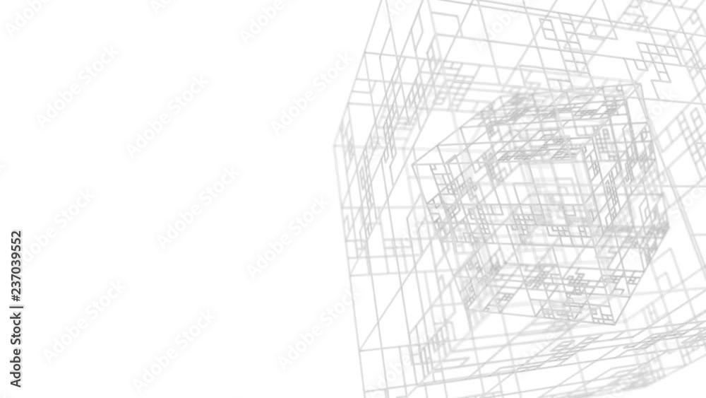 Poster 3d render abstract technology simple background with element. atom array complex structure with dept