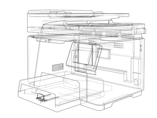 Printer concept. 3d illustration