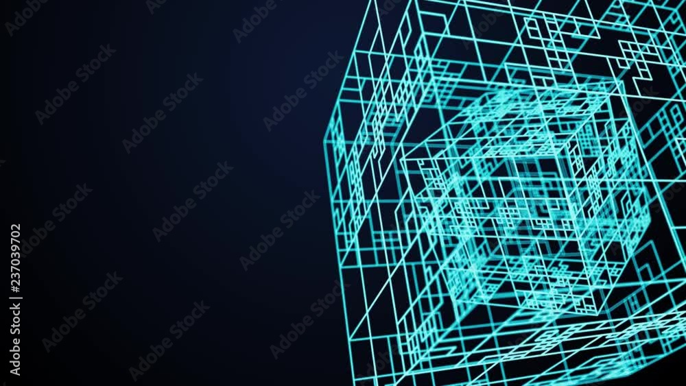 Poster 3d render abstract technology simple background with element. atom array complex structure with dept