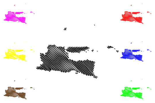 East Java (Subdivisions of Indonesia, Provinces of Indonesia) map vector illustration, scribble sketch Jawa Timur map