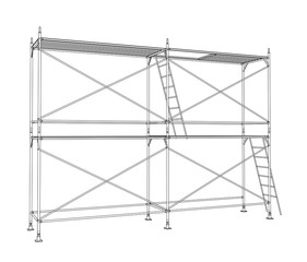 3D outline scaffold. 3d illustration