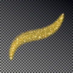 Glitter shine light wave isolated on dark background. Vector glow stardust effect. Glittering magic 