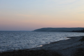 sunset, sea, sky, water, sun, beach, nature, landscape, coast, evening, waves, horizon, blue, dusk, reflection,  Curonian spit, Куршская коса