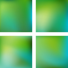 Fototapeta premium Set with green abstract blurred backgrounds. Vector illustration. Modern geometrical backdrop. Abstract template.