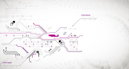 Abstract technology concept. Circuit board, high computer color background. Vector illustration