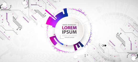 Obraz premium Abstract technology concept. Circuit board, high computer color background. Vector illustration