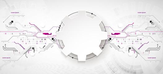 Abstract technology concept. Circuit board, high computer color background. Vector illustration