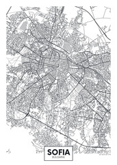 Obraz premium Mapa miasta Sofia, projekt plakatu wektor podróży