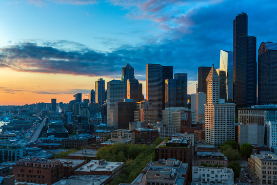 Seattle Washington Sunrise Skyline