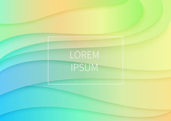 Elegant volumetric 3d color curved paper cut art vector illustration. Modern origami design template layout for business presentations, flyers, posters.