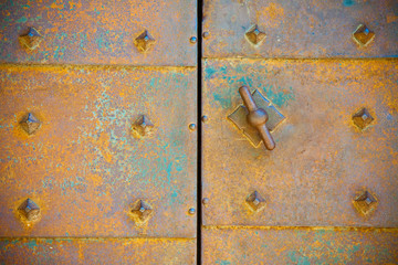 Old closed metal door - Security and protection concept image