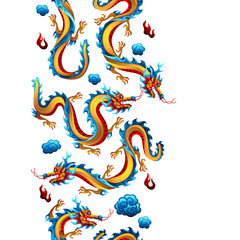 Seamless pattern with Chinese dragons.