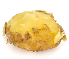 one boiled peeled potato isolated on white background cutout