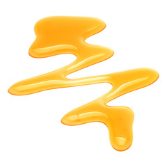 Sweet honey drips isolated on white background. Syrup droplet, nectar drops.