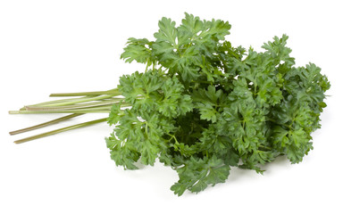 parsley leaves bunch isolated on white background cutout