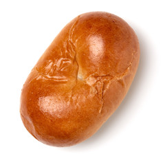 Homemade pasty, Russian stuffed pastry. Pirozhki isolated on white background. Flat lay, top view.