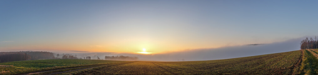Autumn Sunset Over A Sea Of Fog