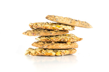 Homemade, healthy cookies handmade from oatmeal, raisins and various cereals.