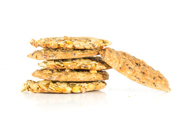 Homemade, healthy cookies handmade from oatmeal, raisins and various cereals.