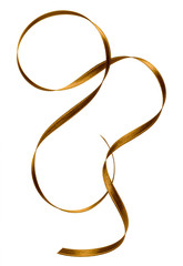 Shiny satin ribbon in brown color isolated on white background close up .Ribbon image for decoration design.