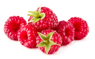 ripe raspberry. Raspberries isolated on white background close up