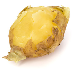 one boiled peeled potato isolated on white background cutout