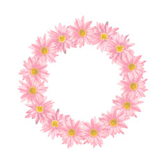 Round frame wreath of chrysanthemum flowers.