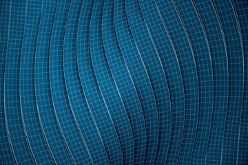 Abstract simple curve creative design. Smooth blue Shapes minimal concept background with grid. 3d Rendering