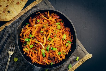 Chapati noodles or /Upma with leftover Roti, top view