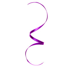 Shiny satin ribbon in lavender color isolated on white background close up
