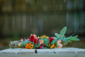 Sacred herb smudging stick with sage and flowers