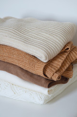 White Brown Beige Sweaters Folded Warm Sweater Winter Knitted Clothes Knitwear 