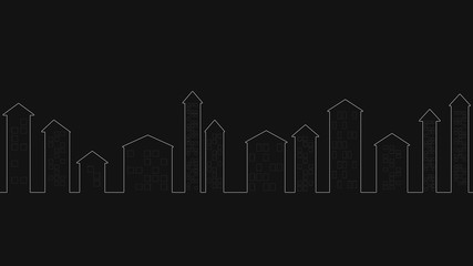WebCityscape. Silhouette of the city on the horizon. Night city silhouette