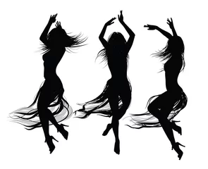 Poster groep meisjes dansen en springen © Isaxar