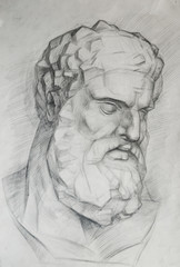 head classic figure sketch Zeus sculpture