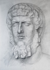 Naklejka na ściany i meble lucifer head drawing figure sketch antique man сдыышс art