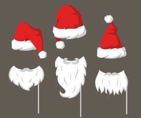Set of piece photo booth props for Santa Claus. © Evgeniya M