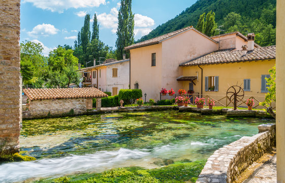 Rasiglia, small village near Foligno, province of Perugia. Umbria, Italy.