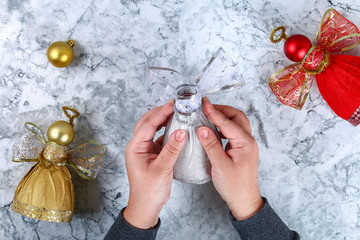 Diy Angel plastic bottle. Guide on the photo how to make a decorative angel from a bottle,...