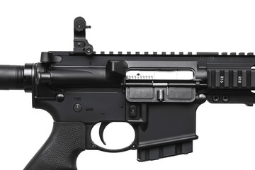 Modern automatic rifle isolated on white