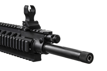 Modern automatic rifle isolated on white