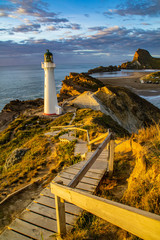 Travel New Zealand, North Island. Beautiful scenic landscape, panoramic view of Castlepoint...