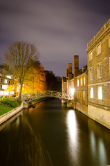 The Mathematical Bridge by night